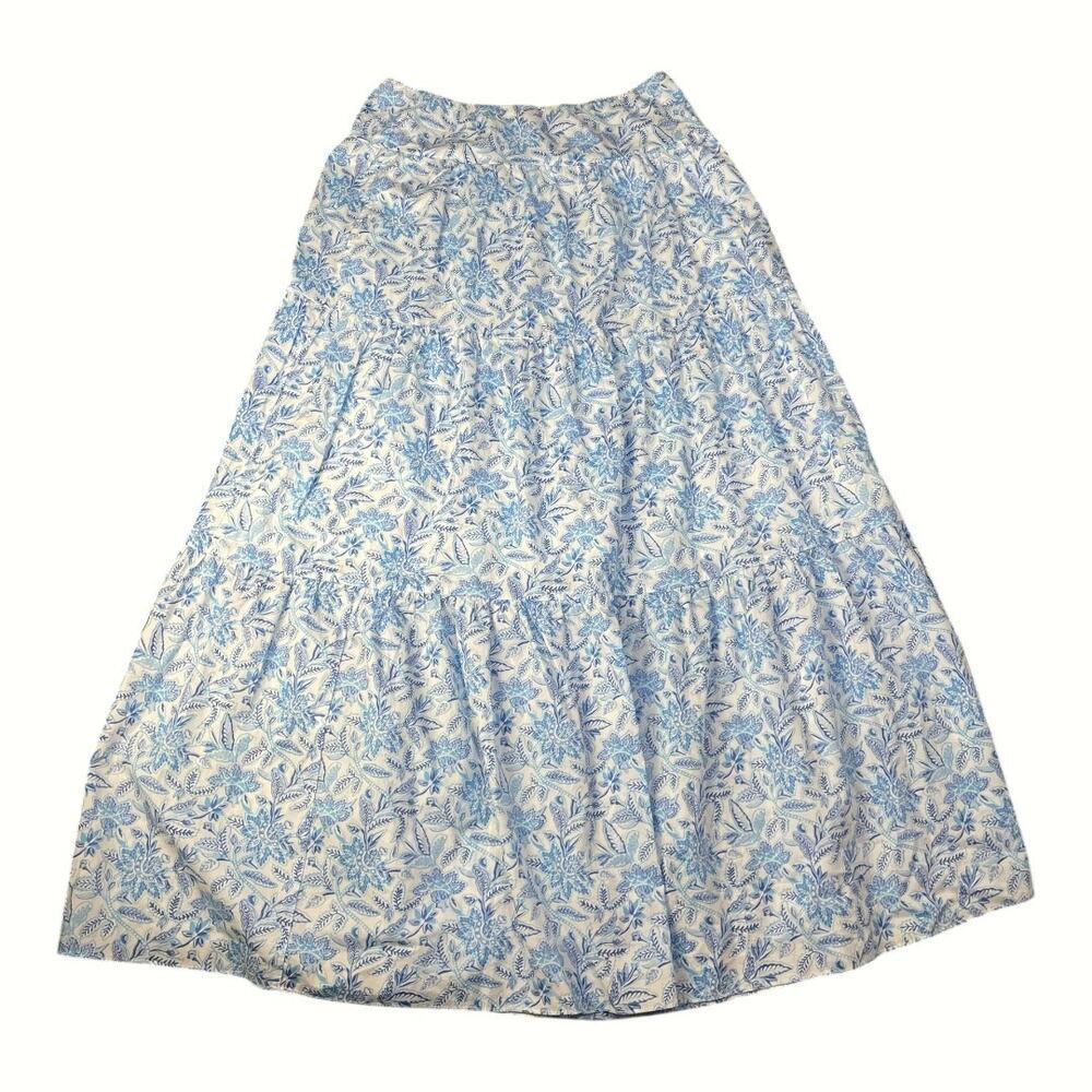 J. McLaughlin Women’s Ophelia Blue Voile Lined Maxi Tier Ruffle Skirt Medium